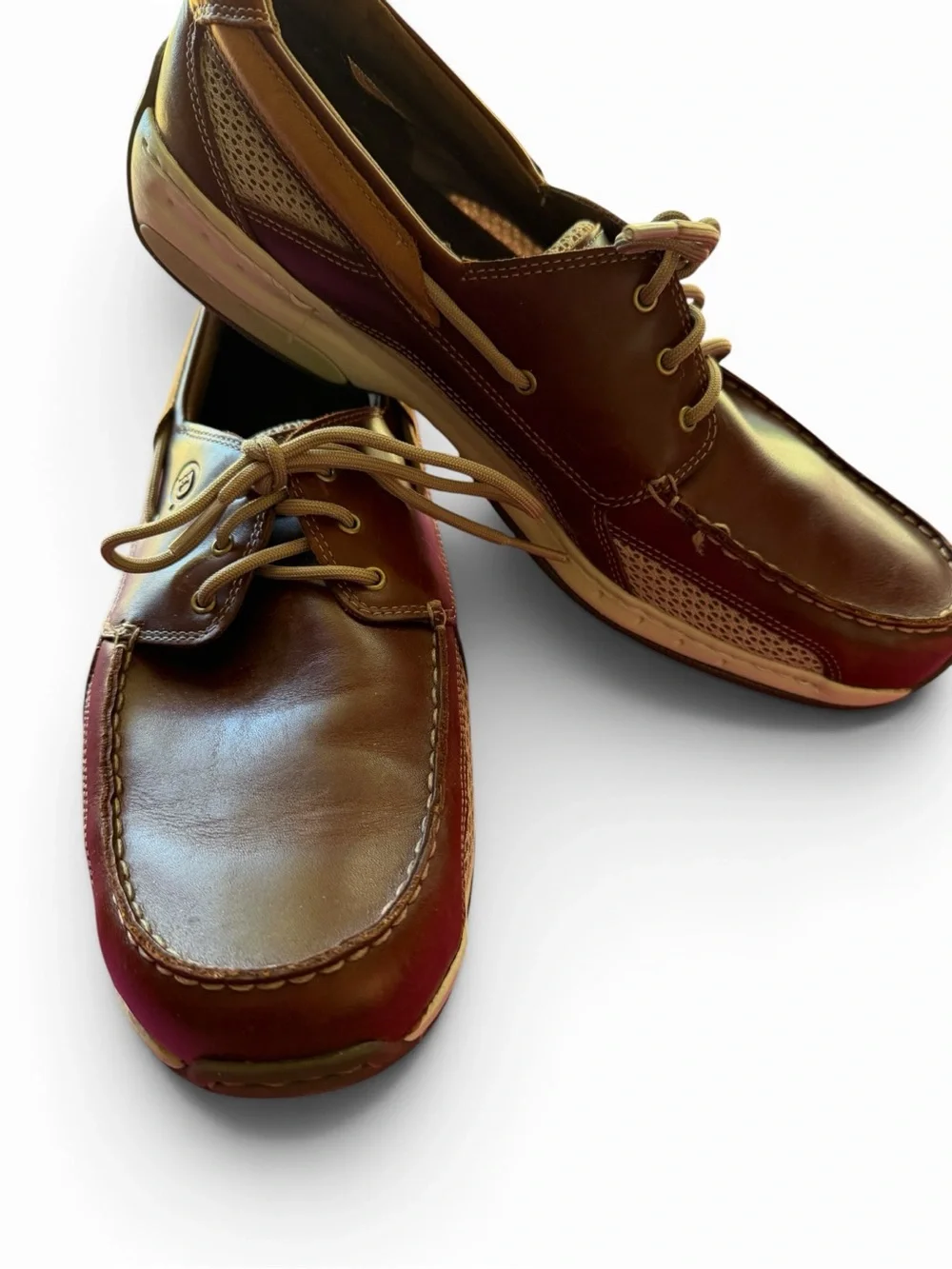 Dunham Men's Brown Leather Lace-Up Boat Shoes